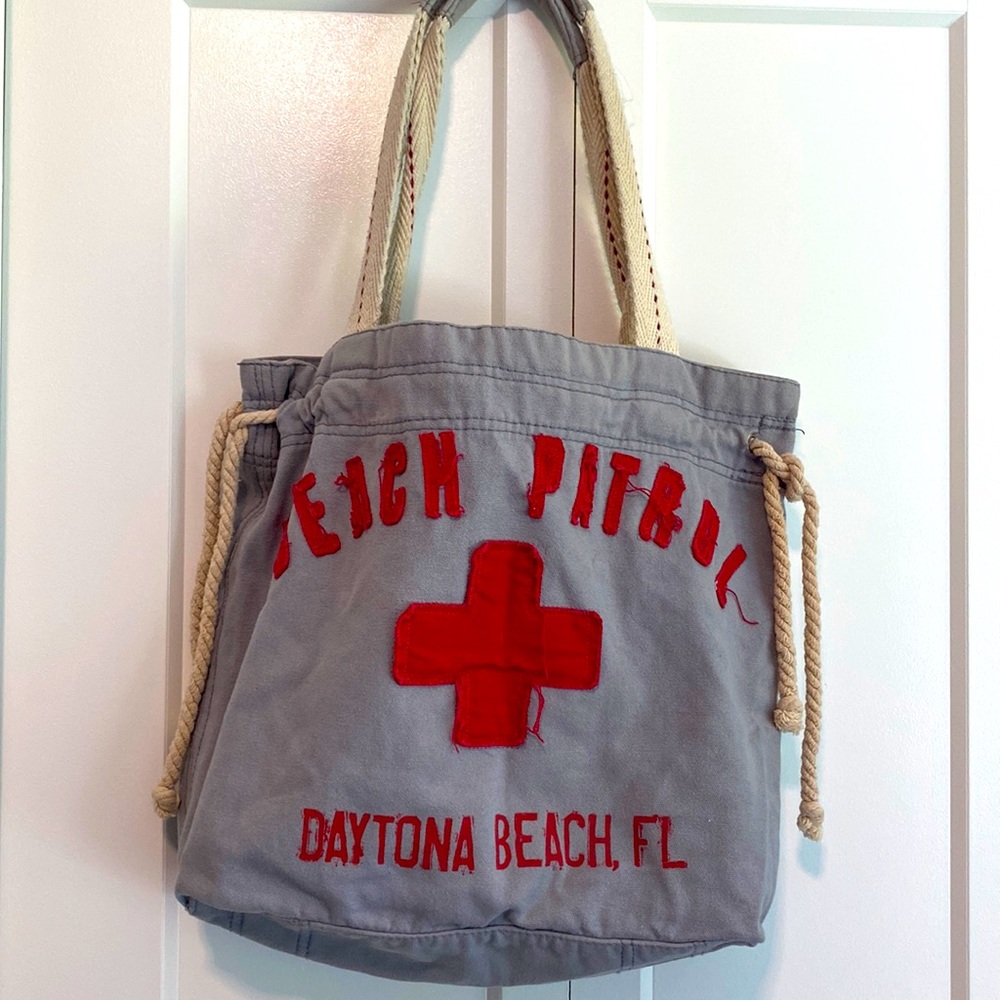 Daytona Beach Distressed Canvas Beach Tote